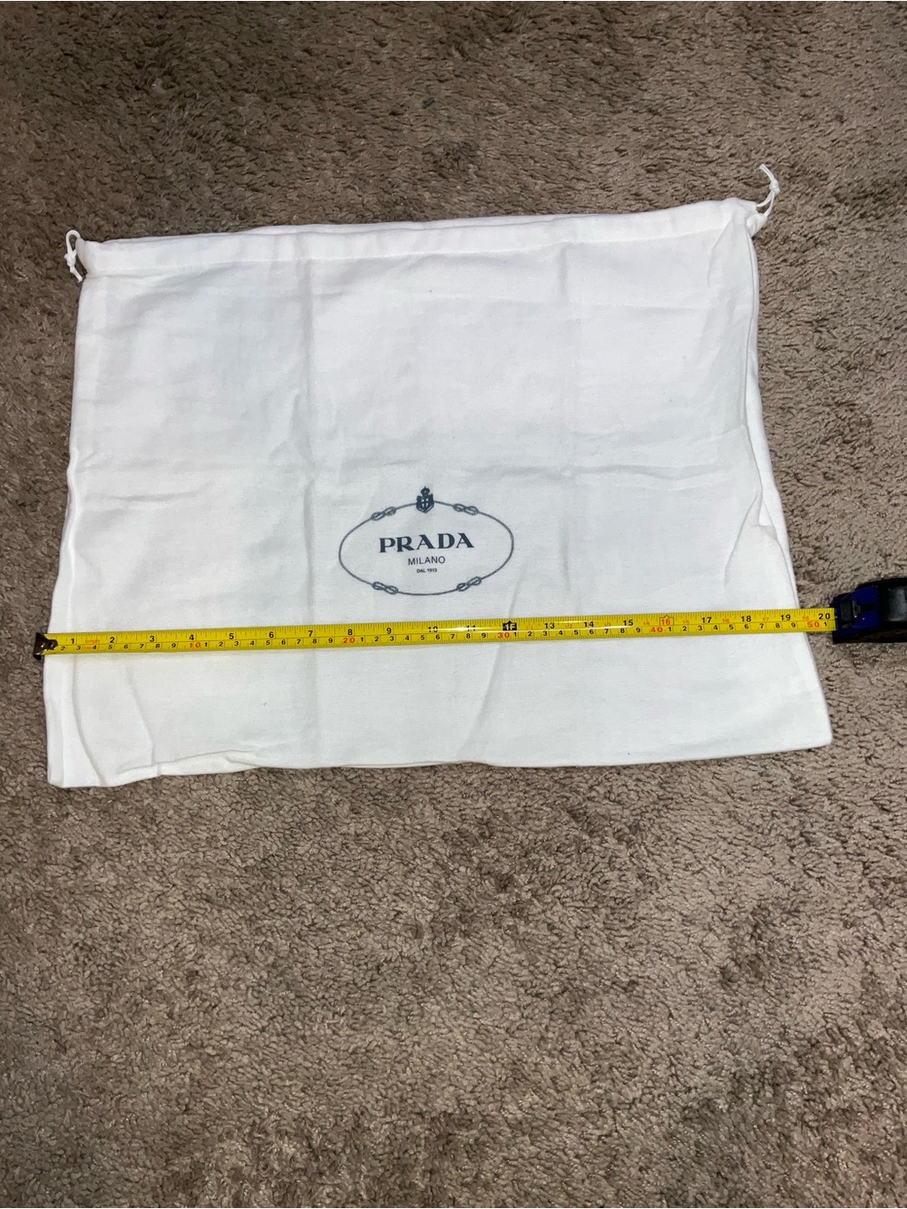 Prada Milano White Cotton Drawstring Dust Bag 20” x 15” Large Storage Bag